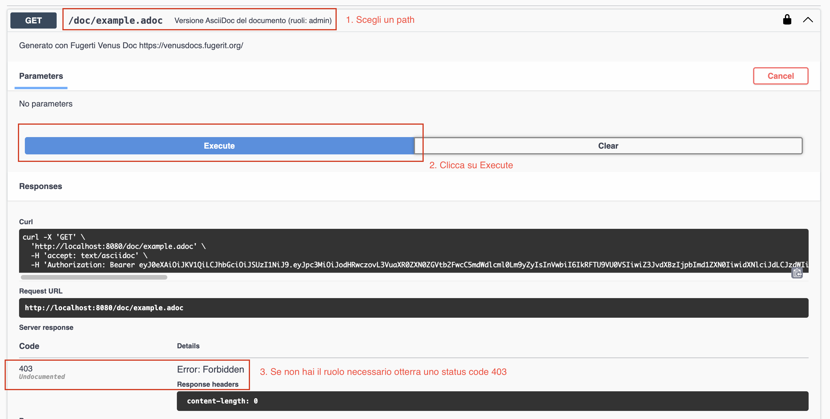 ruolo non autorizzato per il formato